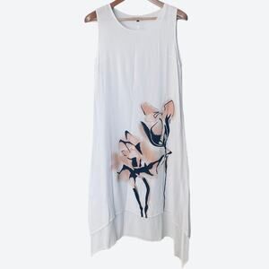 Floryday Layered Hem Sleeveless Maxi Dress White Size Large